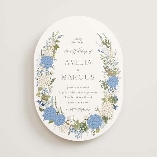 This is a coastal foil stamped wedding invitations with foil pressed by Susan Moyal called garden whisper printing on signature in standard