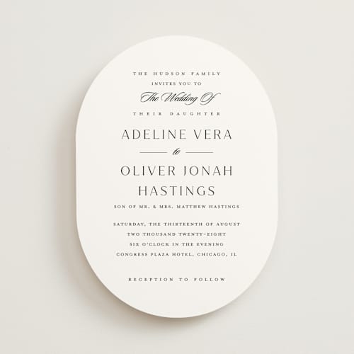 This is a cloud wedding invitations with standard by Stacey Meacham called classic decorum printing on signature in standard