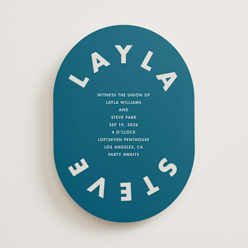 This is a lagoon wedding invitations with standard by Catherine Culvenor called bubblegum printing on signature in standard