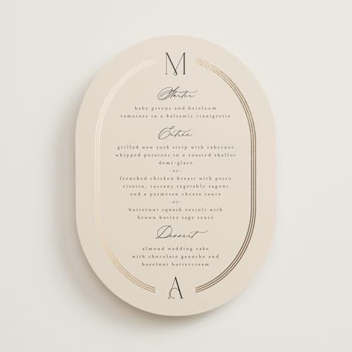 This is a latte menu cards with foil pressed by Kristie Kern called misha printing on signature in standard