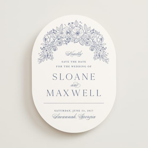 This is a nova save the date with standard by Kristen Smith called wild roses printing on signature in standard