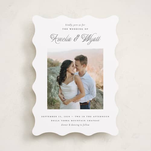 This is a snow wedding invitations with standard by Pixel and Hank called terra printing on recycled smooth signature in standard