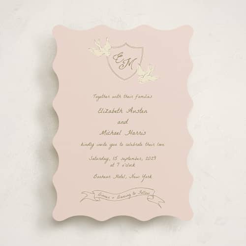 This is a heaven wedding invitations with standard by Helena Vitto called birds of paradise printing on signature in standard