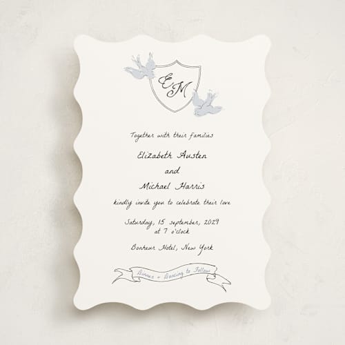 This is a celestial wedding invitations with standard by Helena Vitto called birds of paradise printing on signature in standard