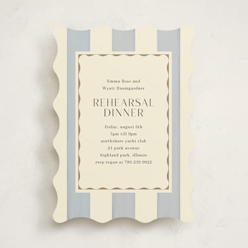 This is a champagne rehearsal dinner invitations with standard by Baumbirdy called tailored frame printing on signature in standard