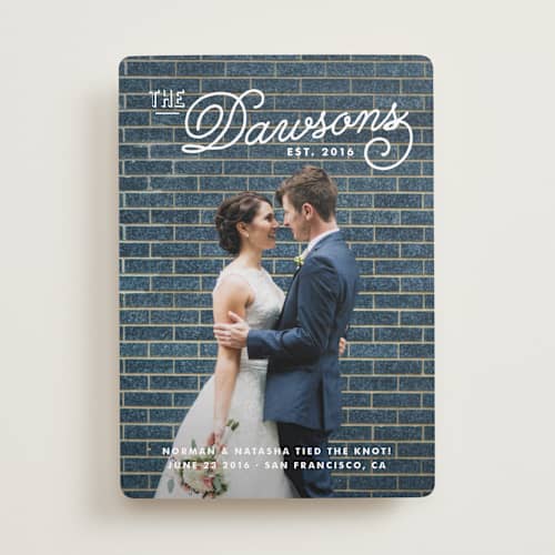This is a snow wedding announcements with standard by Oscar and Emma - Karly Depew called refined surname printing on recycled smooth signature in standard