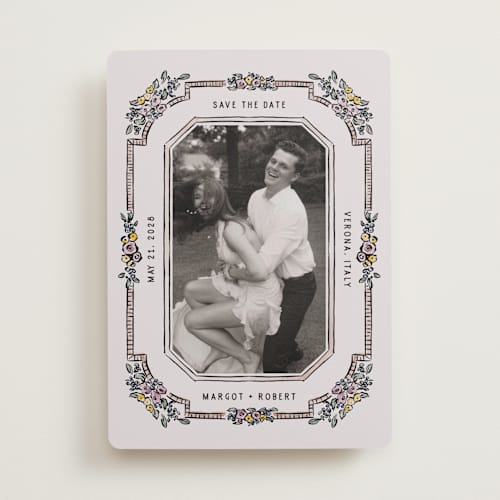 This is a earth save the date with standard by Pati Cascino called rimini printing on recycled smooth signature in standard