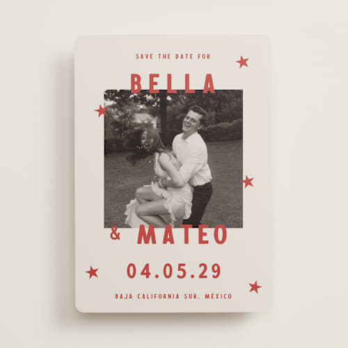 This is a sierra save the date with standard by Ani Somi called coyota printing on recycled smooth signature in standard
