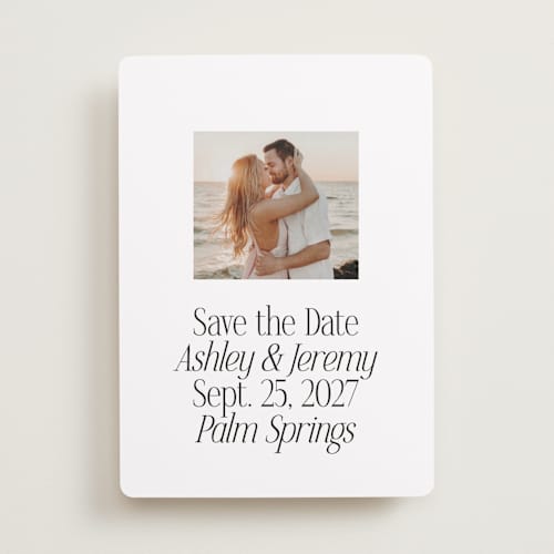 This is a cloud save the date with standard by Heather Schertzer called miami printing on recycled smooth signature in standard