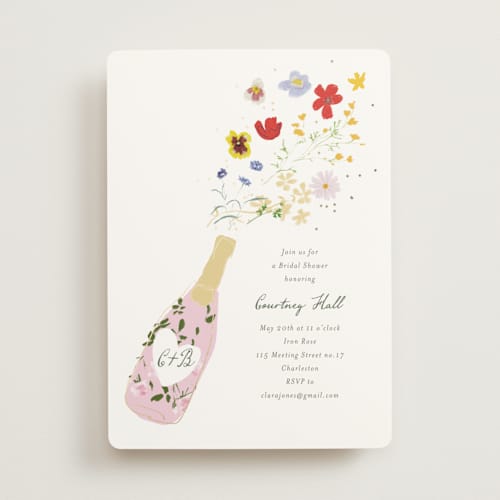 This is a petal bridal shower invitations with foil pressed by Baumbirdy called celebrate printing on signature in standard