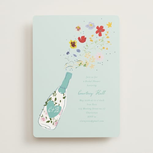 This is a frost bridal shower invitations with foil pressed by Baumbirdy called celebrate printing on signature in standard