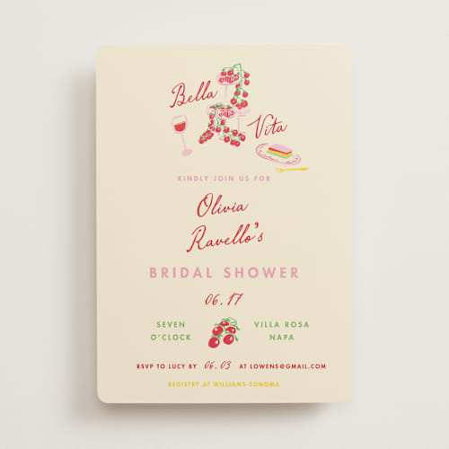 This is a rossa bridal shower invitations with standard by Sarah Rosenthal called bella vita printing on signature in standard