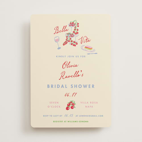 This is a aqua bridal shower invitations with standard by Sarah Rosenthal called bella vita printing on signature in standard