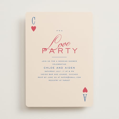 This is a azure bridal shower invitations with standard by Creo Study called love party printing on signature in standard