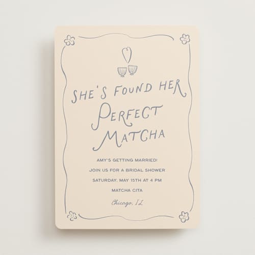 This is a willow bridal shower invitations with standard by Ani Somi called perfect matcha printing on signature in standard