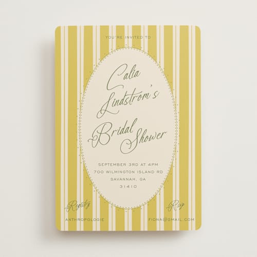 This is a island citrus bridal shower invitations with standard by Ani Somi called calia printing on signature in standard