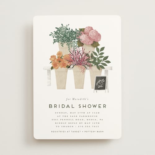 This is a bright bridal shower invitations with standard by Heather Cairl called flower bar printing on signature in standard