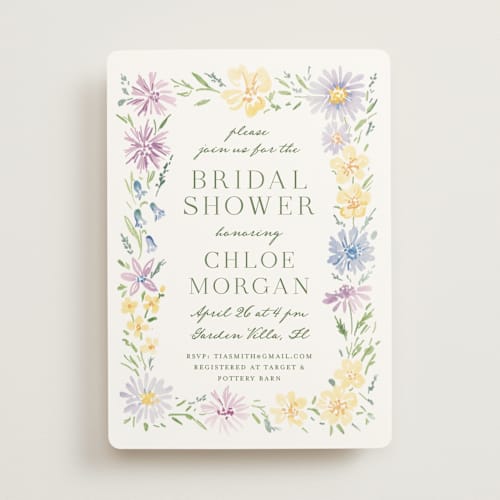 This is a meadow bridal shower invitations with standard by Petra Kern called wild flowers printing on signature in standard