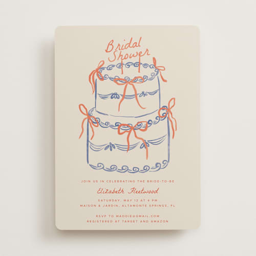 This is a rosette bridal shower invitations with standard by Vera Lim called bridalcake printing on signature in standard