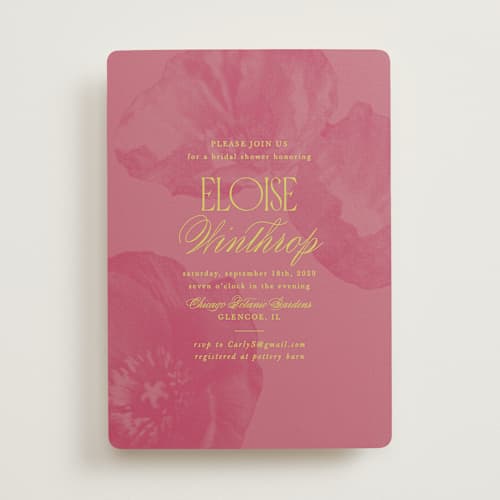 This is a flamingo bridal shower invitations with standard by Morgan Kendall called maximalist poppies printing on signature in standard