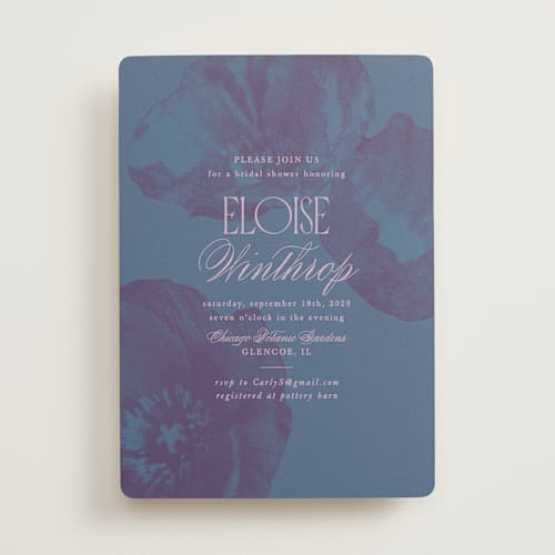 This is a peacock bridal shower invitations with standard by Morgan Kendall called maximalist poppies printing on signature in standard