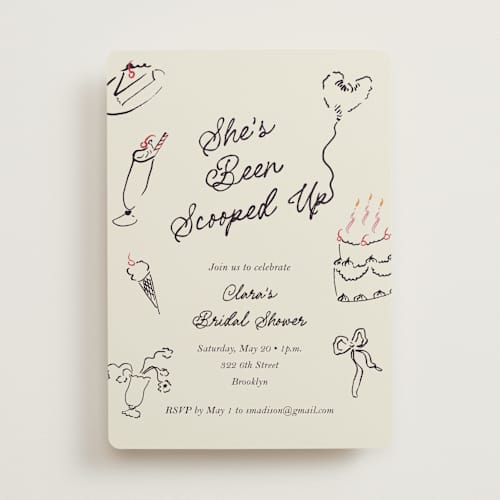 This is a licorice bridal shower invitations with standard by Sarah Rosenthal called sweets & treats printing on signature in standard
