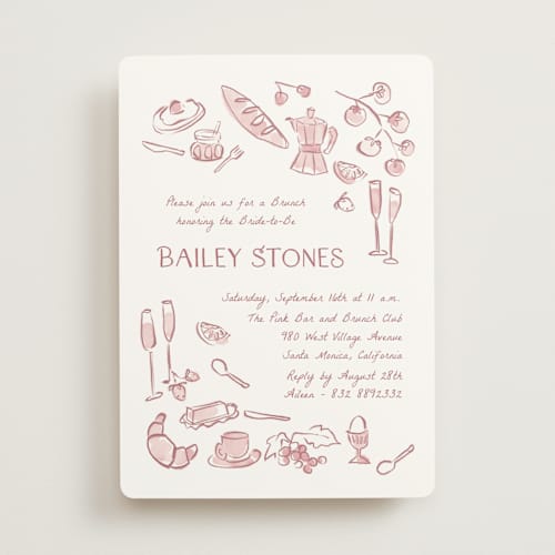 This is a deep rose bridal shower invitations with standard by Pati Cascino called lanna printing on signature in standard