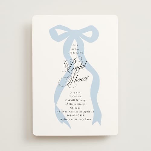 This is a blush bridal shower invitations with standard by Baumbirdy called big bow printing on signature in standard