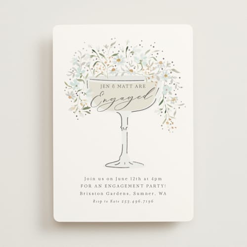 This is a sky engagement party invitations with foil pressed by Itsy Belle Studio called garden engagement printing on signature in standard