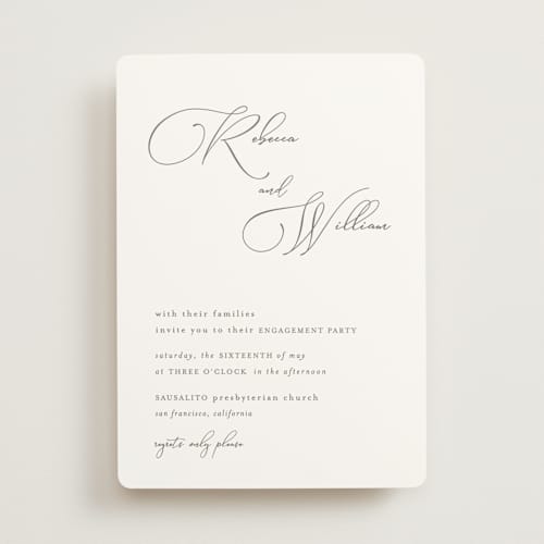This is a cloud engagement party invitations with standard by Mansi Verma called sausalito printing on signature in standard