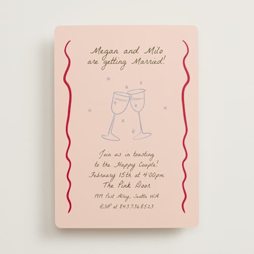 This is a petal engagement party invitations with standard by Ani Somi called cup of love printing on signature in standard