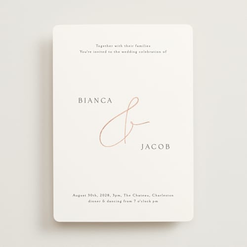 This is a cotton foil stamped wedding invitations with foil pressed by Angela Thompson called eloquent printing on signature in standard