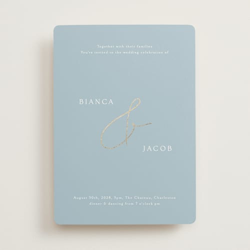 This is a provincial foil stamped wedding invitations with foil pressed by Angela Thompson called eloquent printing on signature in standard