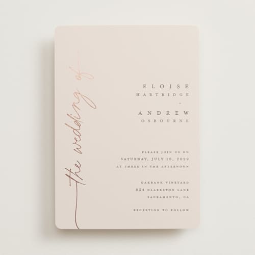 This is a ballet slipper foil stamped wedding invitations with foil pressed by Pippa Shaw called silk printing on signature in standard