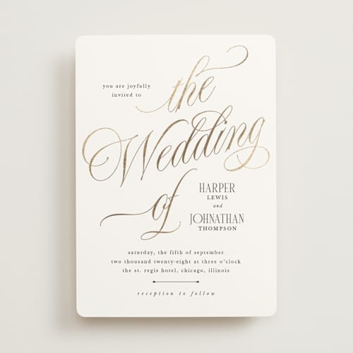 This is a diamond foil stamped wedding invitations with foil pressed by Kate Ahn called mirin printing on signature in standard