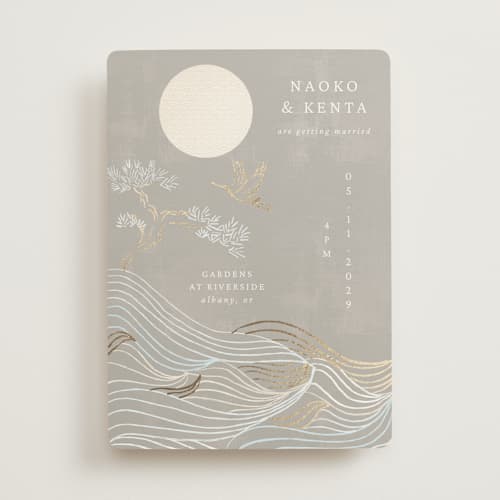 This is a ash foil stamped wedding invitations with foil pressed by Jelena Vuletic called asahi printing on signature in standard