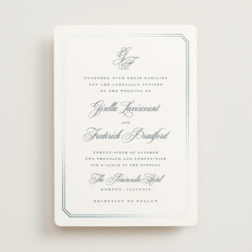 This is a pearl foil stamped wedding invitations with foil pressed by chocomocacino called othellolagkage printing on signature in standard