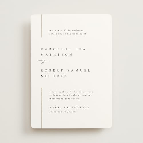 This is a classic foil stamped wedding invitations with foil pressed by Kelly Schmidt called london printing on signature in standard