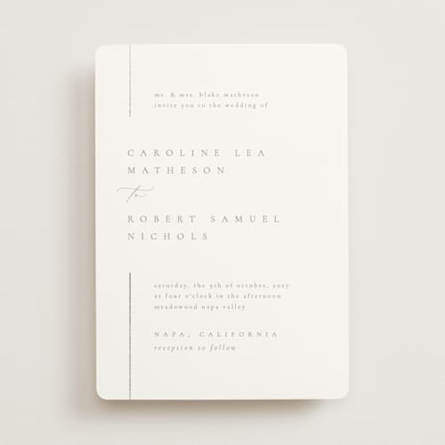 This is a mist foil stamped wedding invitations with foil pressed by Kelly Schmidt called london printing on signature in standard