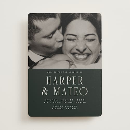 This is a evergreen wedding invitations with standard by Nicole Walsh called close-up printing on signature in standard