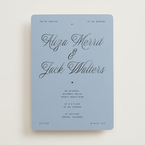 This is a sky wedding invitations with standard by Blustery August called cheers printing on signature in standard