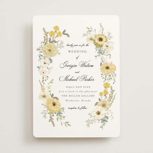 This is a citrus wedding invitations with standard by Susan Moyal called cherished printing on signature in standard