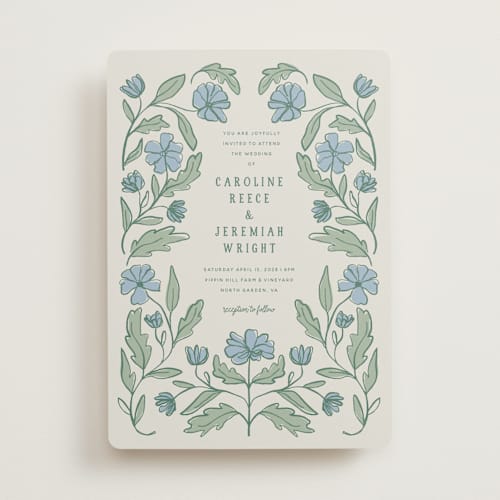 This is a garden wedding invitations with standard by Kelly Watkins called botanical printing on signature in standard