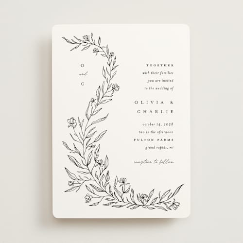 This is a alpine wedding invitations with standard by Pixel and Hank called floral cascade printing on signature in standard