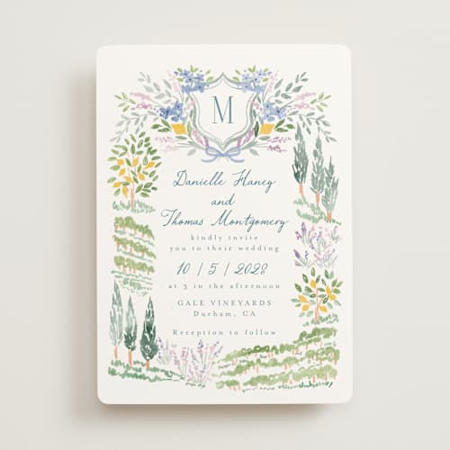 This is a summer wedding invitations with standard by Petra Kern called vineyard love printing on signature in standard