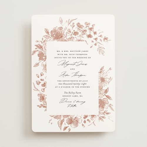 This is a rust wedding invitations with standard by Itsy Belle Studio called floral pop printing on signature in standard