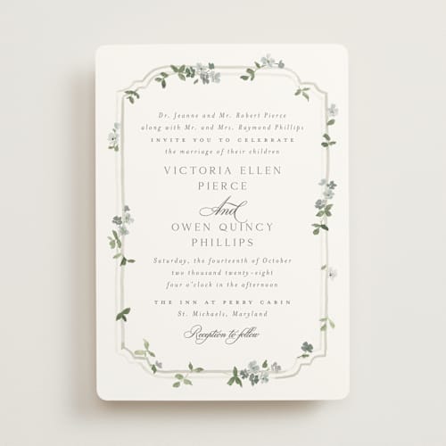 This is a mist wedding invitations with standard by Everett Paper Goods called wistful printing on signature in standard