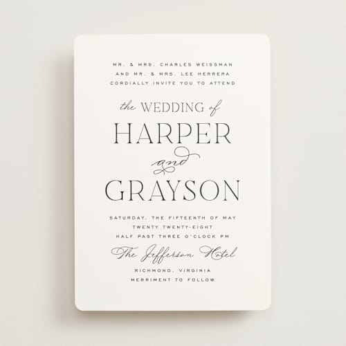 This is a cloud wedding invitations with standard by Carly Reed Walker called tendu printing on signature in standard