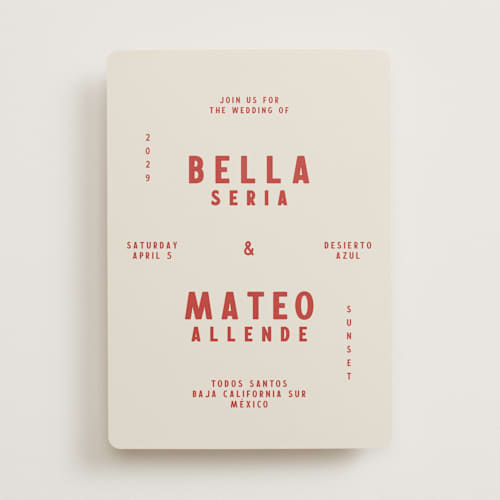 This is a sierra wedding invitations with standard by Ani Somi called coyota printing on signature in standard