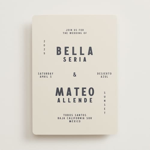 This is a baja blue wedding invitations with standard by Ani Somi called coyota printing on signature in standard